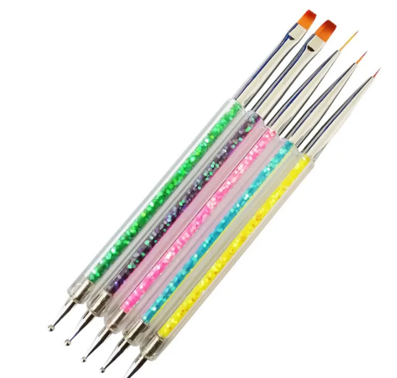 Art Brushes 5 Pcs Double Ended Fine Nail Liner Brush Dotting Pen